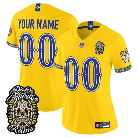 Los Angeles Rams Día de los Muertos Vapor Limited Custom Jersey - All Stitched