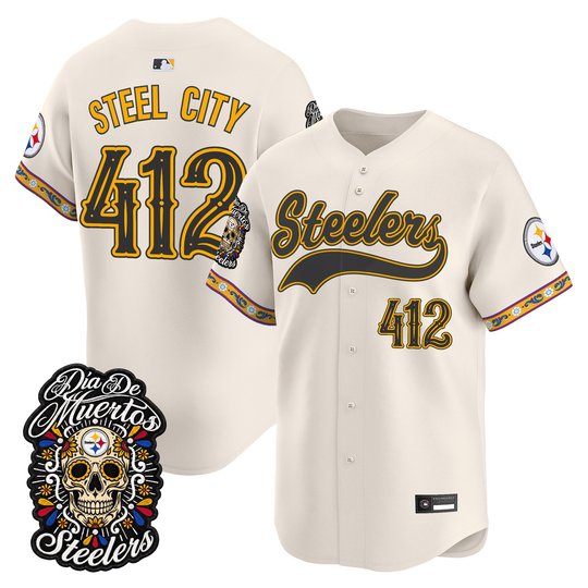 Men's Pittsburgh Steelers Día de los Muertos Vapor Limited Baseball Jersey - All Stitched