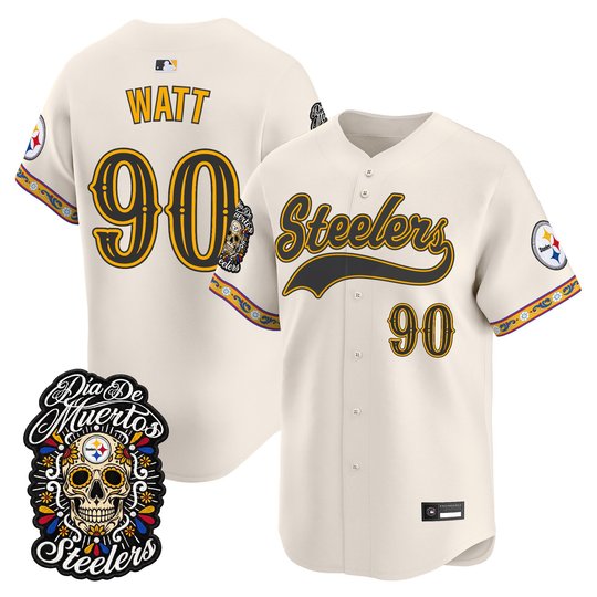 Men's Pittsburgh Steelers Día de los Muertos Vapor Limited Baseball Jersey - All Stitched