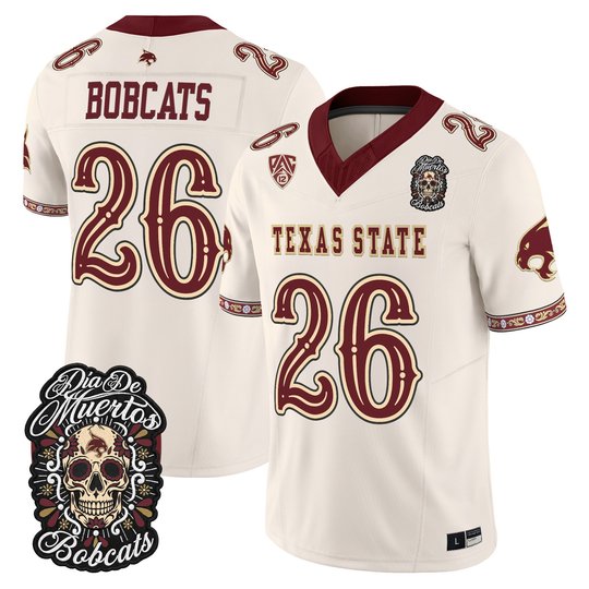 Men's Texas State Bobcats Día de los Muertos Vapor Limited Jersey - All Stitched