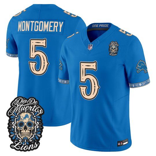 Men's Detroit Lions Día de los Muertos Vapor Limited Jersey - All Stitched