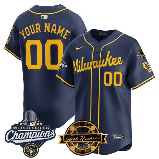 Milwaukee Brewers 2026 World Series Champions Vapor Premier Limited Custom Jersey - Bob Uecker Patch - All Stitched