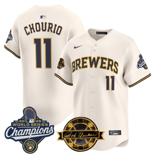 Men's Milwaukee Brewers 2026 World Series Champions Vapor Premier Limited Jersey - Bob Uecker Patch - All Stitched