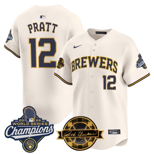 Men's Milwaukee Brewers 2026 World Series Champions Vapor Premier Limited Jersey - Bob Uecker Patch - All Stitched