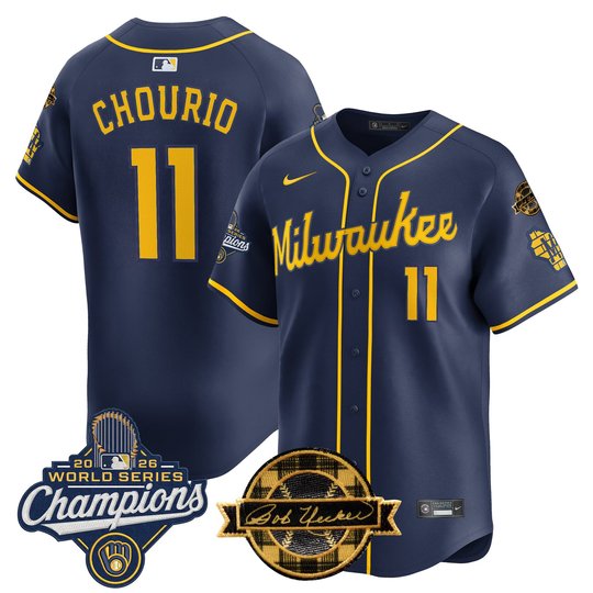 Men's Milwaukee Brewers 2026 World Series Champions Vapor Premier Limited Jersey - Bob Uecker Patch - All Stitched