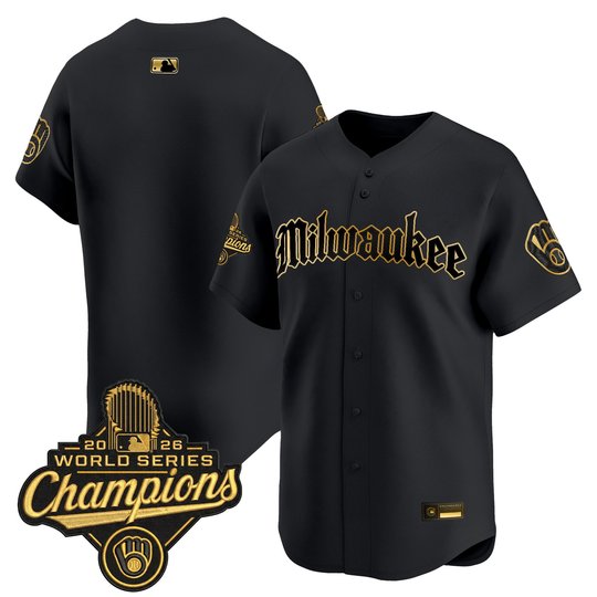 Men's Milwaukee Brewers 2026 World Series Champions Vapor Premier Limited Jersey - Gothic Edition - All Stitched