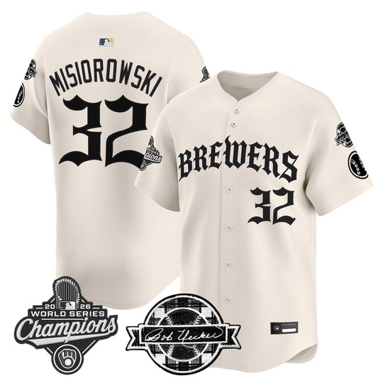 Men's Milwaukee Brewers 2026 World Series Champions Vapor Premier Limited Jersey - Old English Edition - All Stitched
