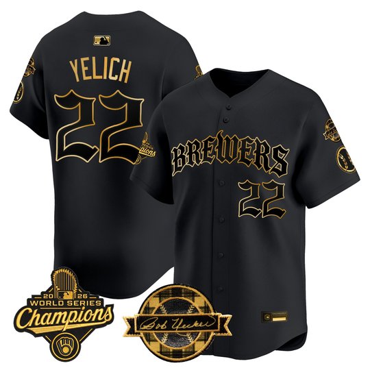 Men's Milwaukee Brewers 2026 World Series Champions Vapor Premier Limited Jersey - Old English Edition - All Stitched