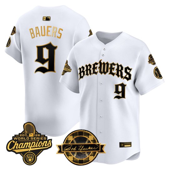Men's Milwaukee Brewers 2026 World Series Champions Vapor Premier Limited Jersey - Old English Edition - All Stitched