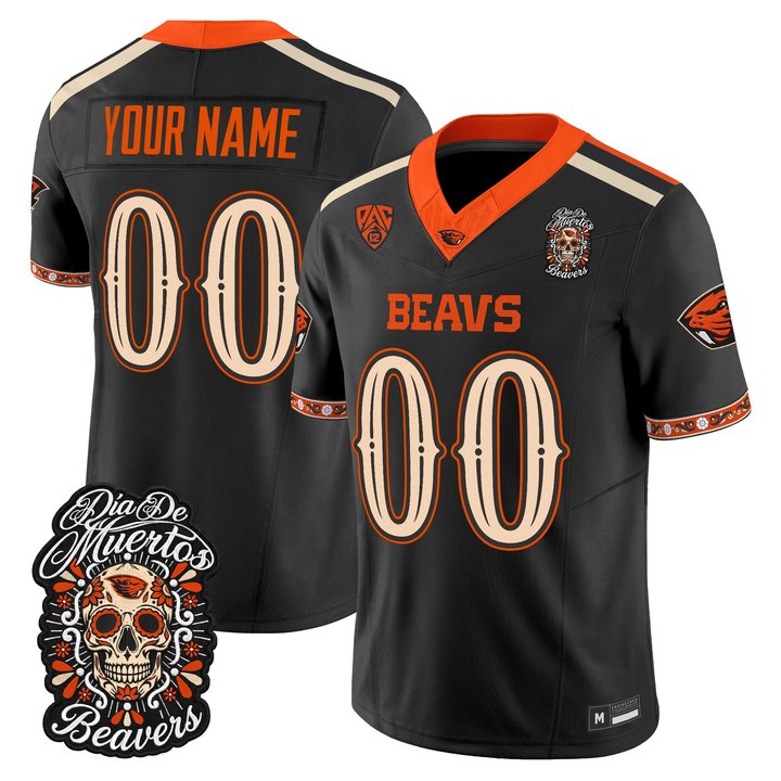 Oregon State Beavers Día de los Muertos Vapor Limited Custom Jersey - All Stitched