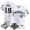 Men's Milwaukee Brewers 2026 World Series Vapor Premier Limited Jersey - Old English Edition - All Stitched