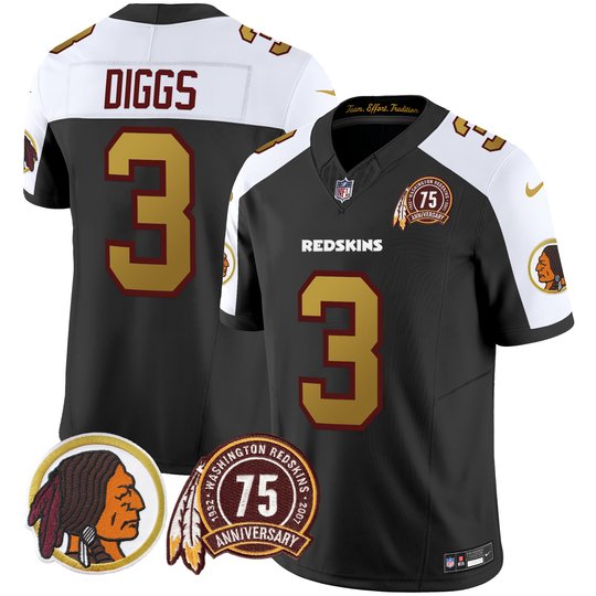 Men's Washington Redskins 75th Patch Throwback Vapor Limited Jersey V2 - All Stitched