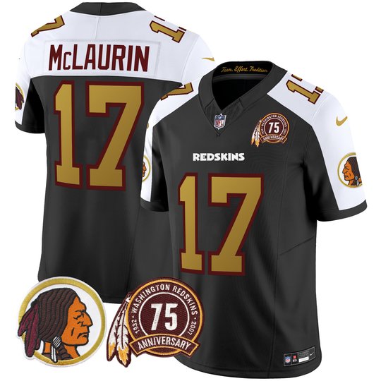 Men's Washington Redskins 75th Patch Throwback Vapor Limited Jersey V2 - All Stitched