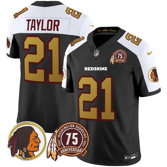 Men's Washington Redskins 75th Patch Throwback Vapor Limited Jersey V2 - All Stitched