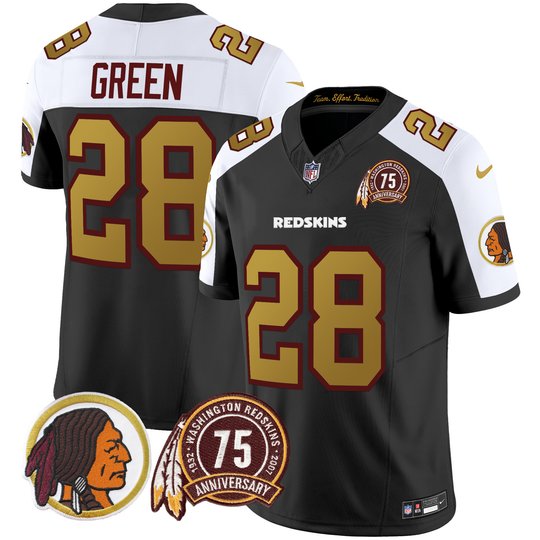 Men's Washington Redskins 75th Patch Throwback Vapor Limited Jersey V2 - All Stitched