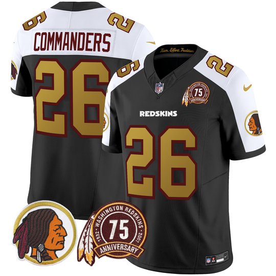 Men's Washington Redskins 75th Patch Throwback Vapor Limited Jersey V2 - All Stitched