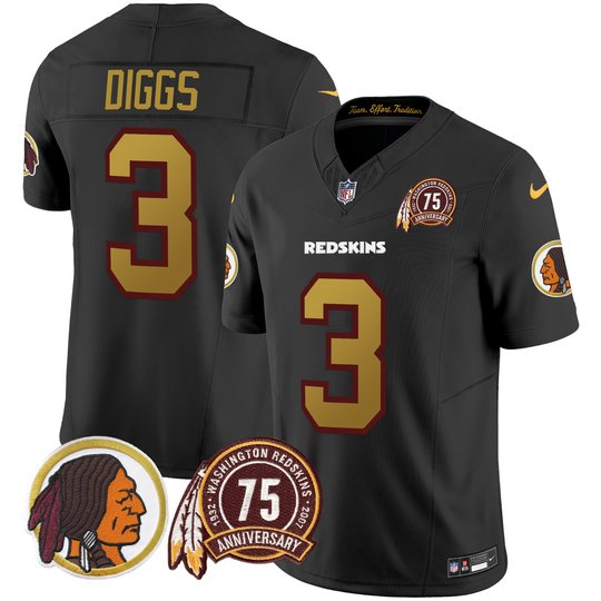 Men's Washington Redskins 75th Patch Throwback Vapor Limited Jersey V2 - All Stitched