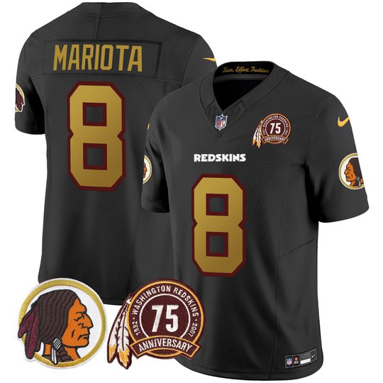 Men's Washington Redskins 75th Patch Throwback Vapor Limited Jersey V2 - All Stitched