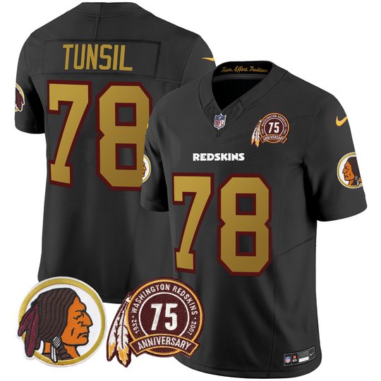 Men's Washington Redskins 75th Patch Throwback Vapor Limited Jersey V2 - All Stitched