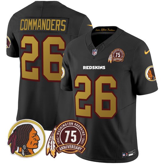 Men's Washington Redskins 75th Patch Throwback Vapor Limited Jersey V2 - All Stitched