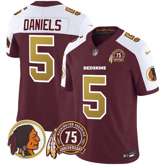 Men's Washington Redskins 75th Patch Throwback Vapor Limited Jersey V2 - All Stitched