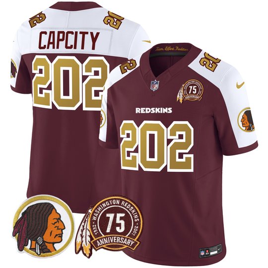 Men's Washington Redskins 75th Patch Throwback Vapor Limited Jersey V2 - All Stitched