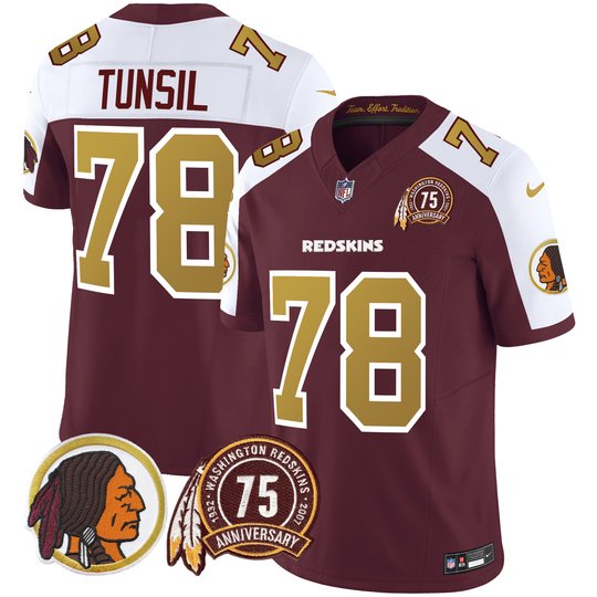 Men's Washington Redskins 75th Patch Throwback Vapor Limited Jersey V2 - All Stitched