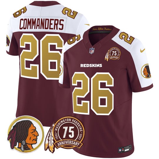 Men's Washington Redskins 75th Patch Throwback Vapor Limited Jersey V2 - All Stitched