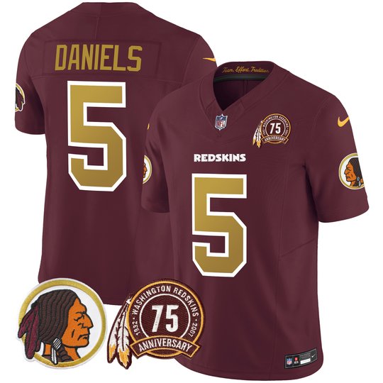 Men's Washington Redskins 75th Patch Throwback Vapor Limited Jersey V2 - All Stitched