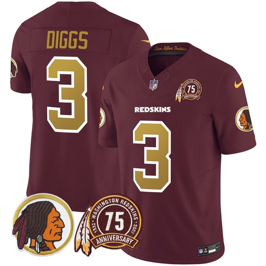 Men's Washington Redskins 75th Patch Throwback Vapor Limited Jersey V2 - All Stitched