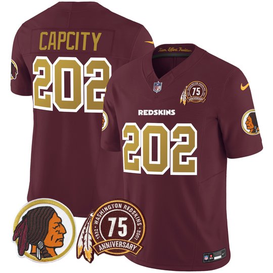 Men's Washington Redskins 75th Patch Throwback Vapor Limited Jersey V2 - All Stitched