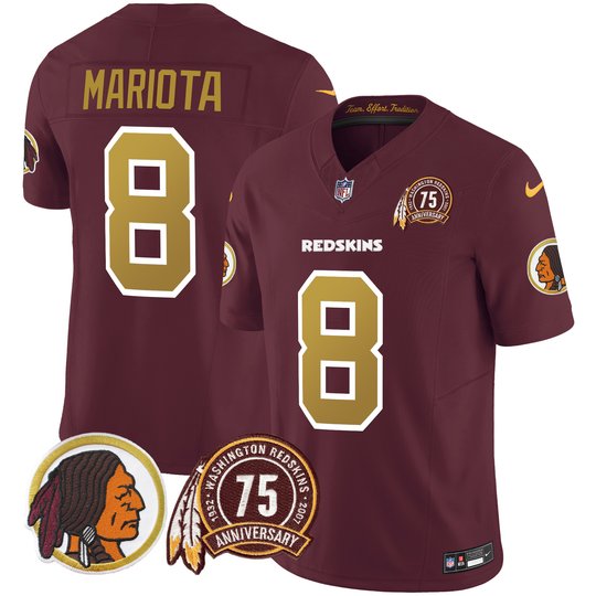Men's Washington Redskins 75th Patch Throwback Vapor Limited Jersey V2 - All Stitched