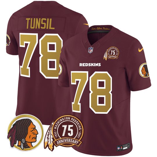 Men's Washington Redskins 75th Patch Throwback Vapor Limited Jersey V2 - All Stitched