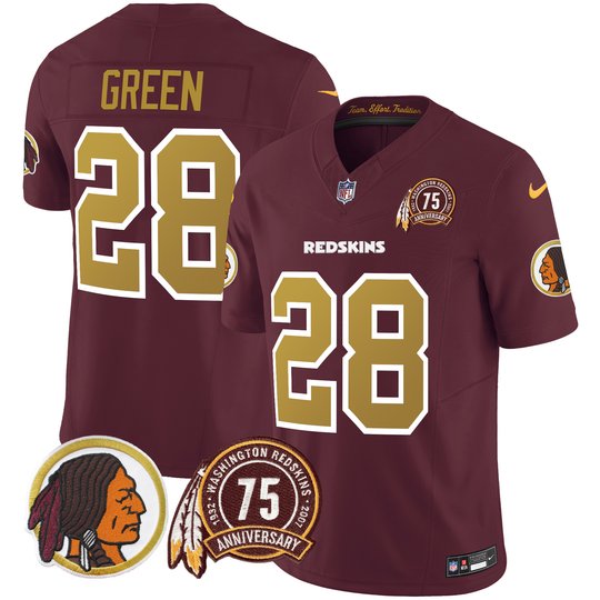 Men's Washington Redskins 75th Patch Throwback Vapor Limited Jersey V2 - All Stitched