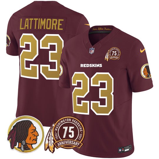 Men's Washington Redskins 75th Patch Throwback Vapor Limited Jersey V2 - All Stitched