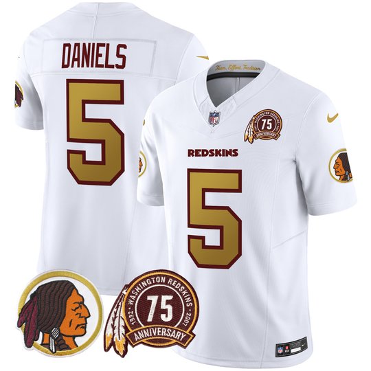 Men's Washington Redskins 75th Patch Throwback Vapor Limited Jersey V2 - All Stitched