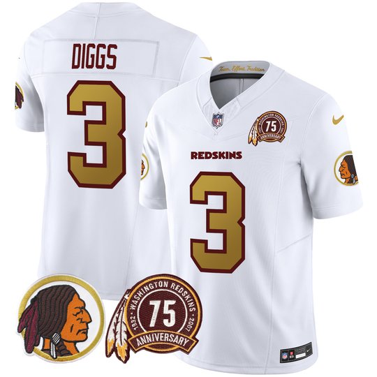 Men's Washington Redskins 75th Patch Throwback Vapor Limited Jersey V2 - All Stitched