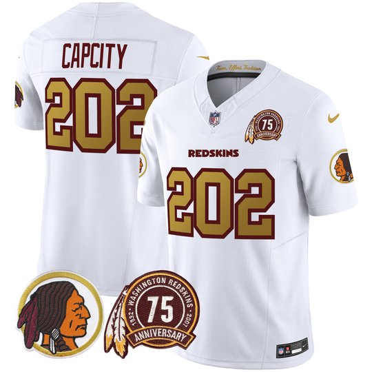 Men's Washington Redskins 75th Patch Throwback Vapor Limited Jersey V2 - All Stitched