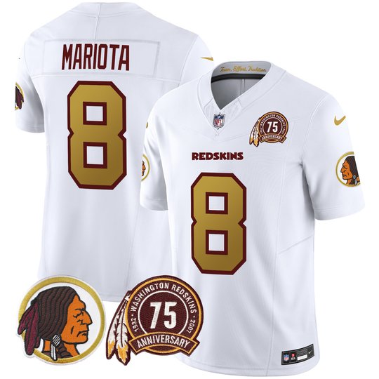 Men's Washington Redskins 75th Patch Throwback Vapor Limited Jersey V2 - All Stitched