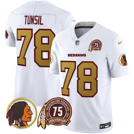 Men's Washington Redskins 75th Patch Throwback Vapor Limited Jersey V2 - All Stitched