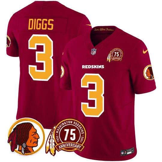 Men's Washington Redskins 75th Patch Throwback Vapor Limited Jersey - All Stitched