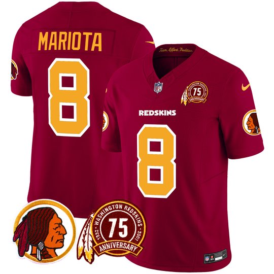 Men's Washington Redskins 75th Patch Throwback Vapor Limited Jersey - All Stitched