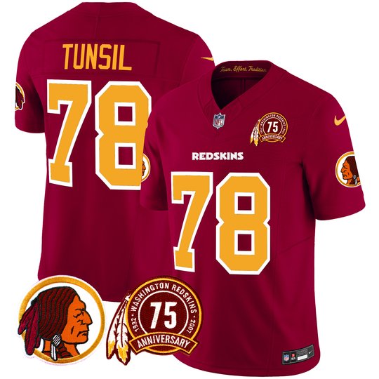 Men's Washington Redskins 75th Patch Throwback Vapor Limited Jersey - All Stitched