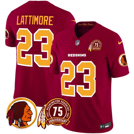 Men's Washington Redskins 75th Patch Throwback Vapor Limited Jersey - All Stitched