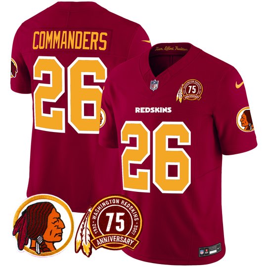 Men's Washington Redskins 75th Patch Throwback Vapor Limited Jersey - All Stitched