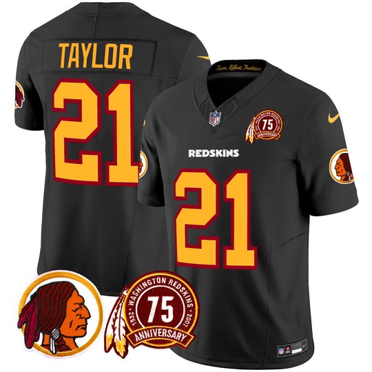 Men's Washington Redskins 75th Patch Throwback Vapor Limited Jersey - All Stitched