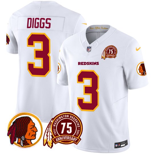 Men's Washington Redskins 75th Patch Throwback Vapor Limited Jersey - All Stitched
