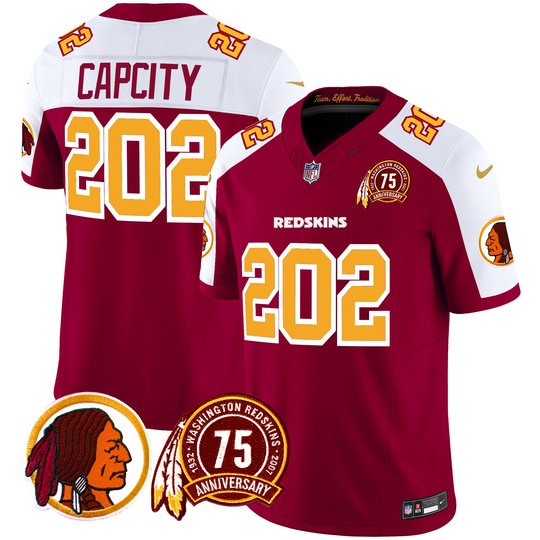 Men's Washington Redskins 75th Patch Throwback Vapor Limited Jersey - All Stitched