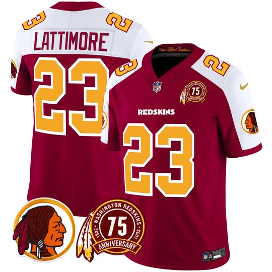 Men's Washington Redskins 75th Patch Throwback Vapor Limited Jersey - All Stitched