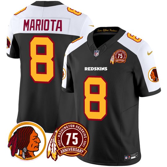 Men's Washington Redskins 75th Patch Throwback Vapor Limited Jersey - All Stitched